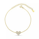 Pulseira Coração Cravejado em Prata 925 banhada a Ouro 18k