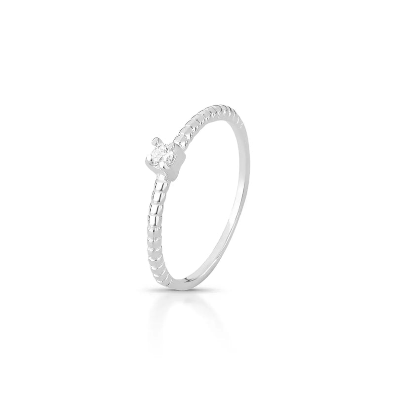 Anel Feminino Solitário Fino em Prata 925