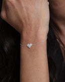 Pulseira Feminina Coração Cravejado de Prata
