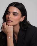 Pulseira Feminina Coração Cravejado de Prata