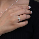 Anel Feminino Cristal Corações em Prata 925