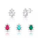 Brinco de Prata Feminino Solitário Cravejado