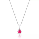 Colar Feminino de Prata Solitário Cravejado Rosa