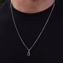 Pingente de Prata Pedra Cristal Slim Turquesa