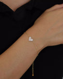 Pulseira Coração Cravejado em Prata 925 banhada a Ouro 18k