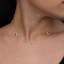 Colar Trevo Cravejado Preto Feminino de Prata