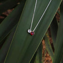 Colar Duo Cristal Vermelho de Prata