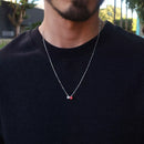 Colar Duo Cristal Vermelho de Prata