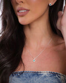 Colar Feminino Ponto de Luz Verde Cravejado