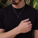 Kit Colar Cristal Preto e Pulseira de Prata