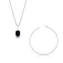 Kit Colar Cristal Preto e Pulseira de Prata