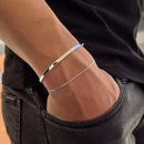 Kit Pulseira e Bracelete Quadrado de Prata