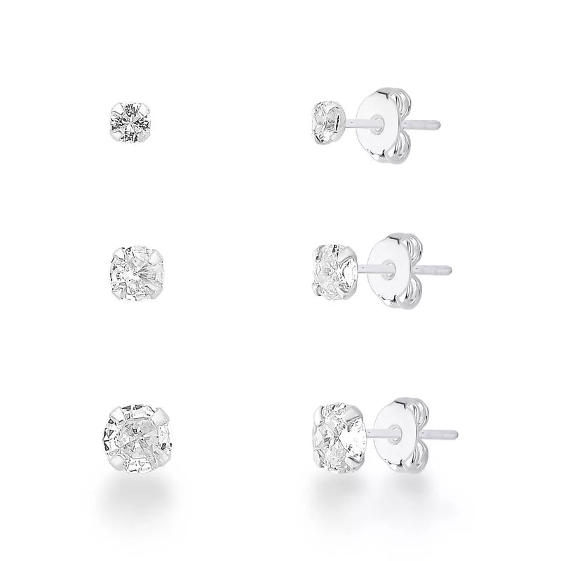 Kit 3 Brincos Ponto de Luz de Prata