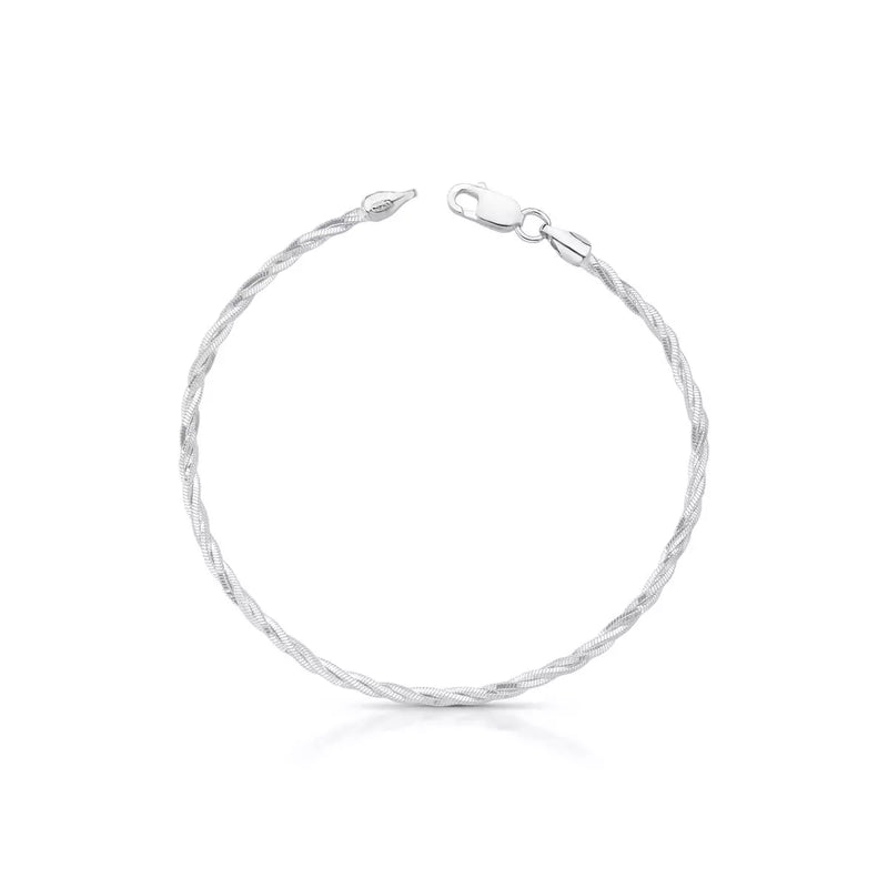 Pulseira Laminada Torcida Feminina em Prata 925