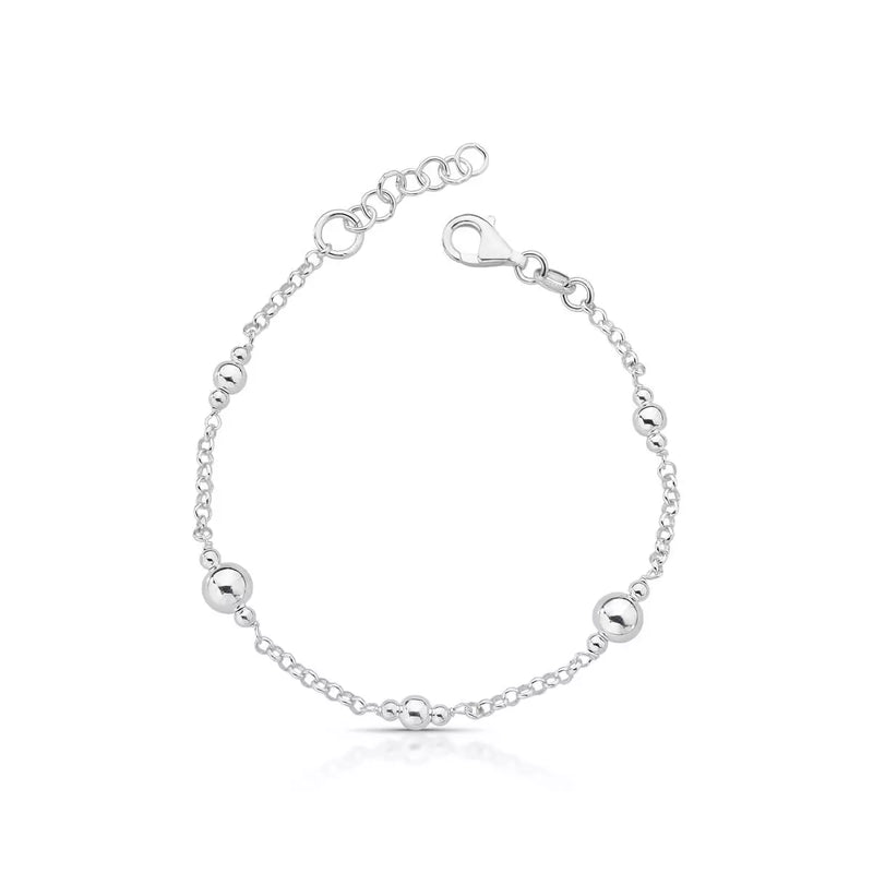 Pulseira Pérolas Prateadas Feminina em Prata 925