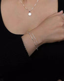 Pulseira Dupla Veneziana com Bolinhas de Prata